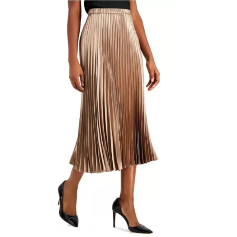NEW HOST PICK✅Anne Klein Pleated Satin Skirt size S shining Latte shade